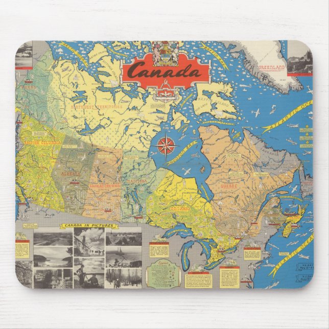 Mousepad Mapa Pictórico do Canadá - Marcas (Frente)