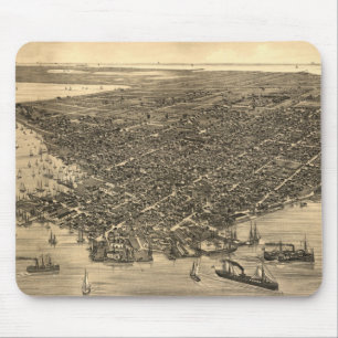 Mousepad Mapa pictórico do vintage de Key West FL (1884)