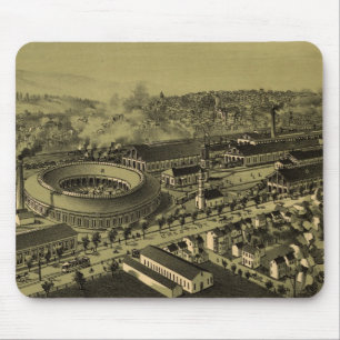 Mousepad Mapa pictórico do vintage de PA de Altoona (1895)