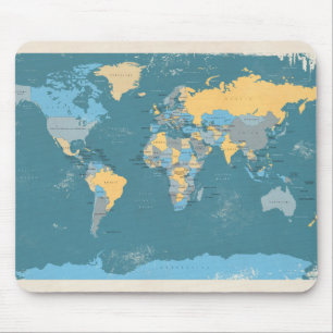 Mousepad Mapa político retro do mundo
