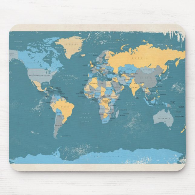 Mousepad Mapa político retro do mundo (Frente)