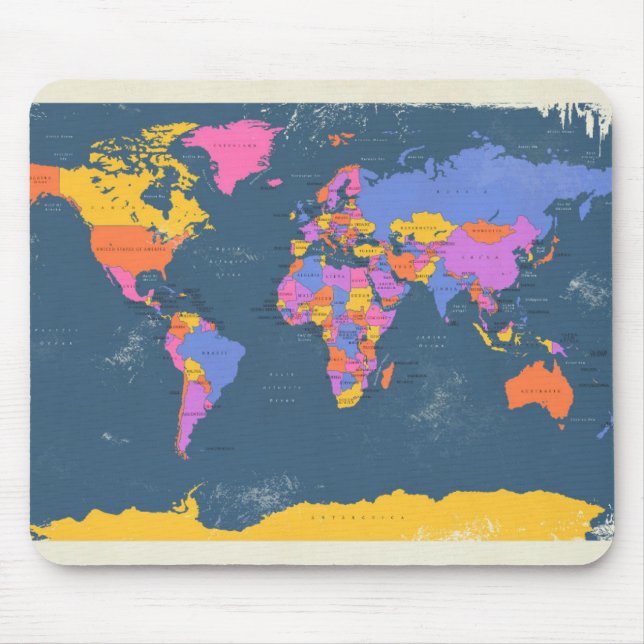 Mousepad Mapa político retro do mundo (Frente)