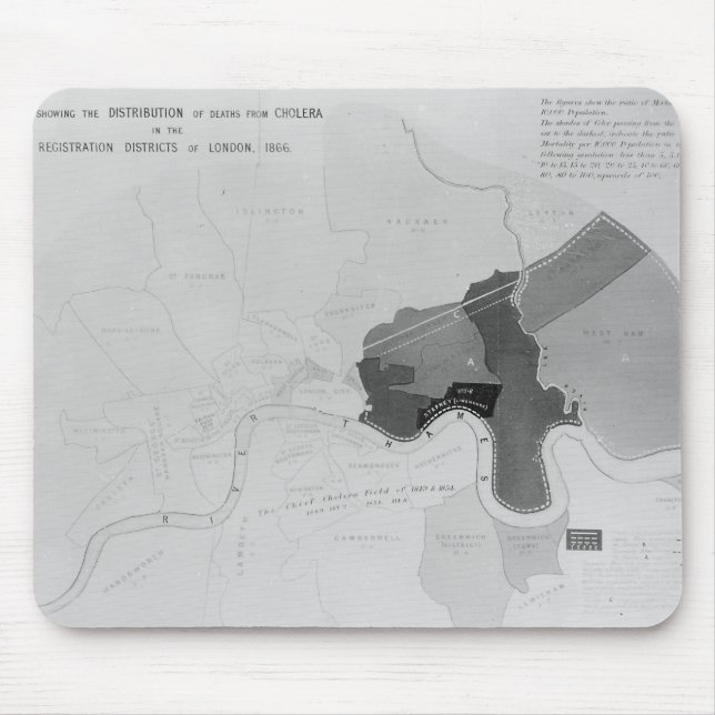 Mousepad Mapa que mostra a distribuição das mortes (Frente)