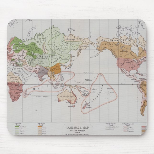 Mousepad Mapa que mostra as línguas do mundo (Frente)