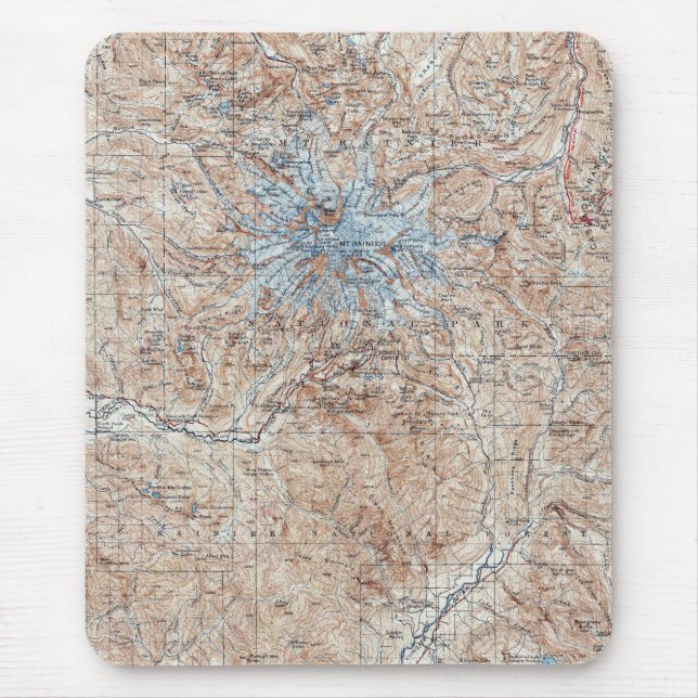 Mousepad Mapa topográfico Washington do Monte Rainier do (Frente)