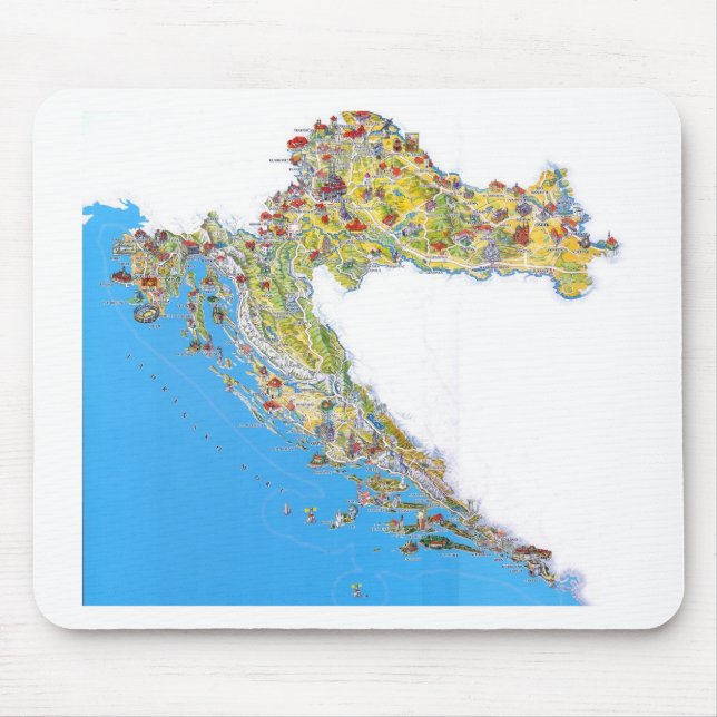 Mousepad Mapa turístico de Croatia, mapa do turistička do (Frente)