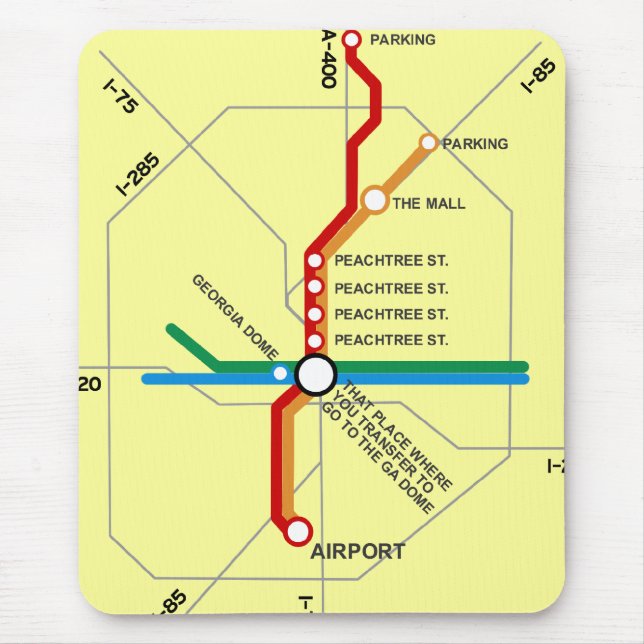 Mousepad Mapa útil do metro de Atlanta (Frente)