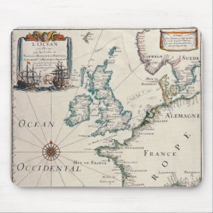 Mousepad Mapa velho de Europa ocidental