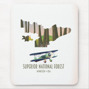 Mousepad Mapa vintage da floresta nacional Superior Minneso