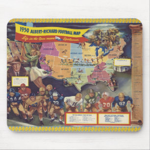 Mousepad Mapa Vintage do futebol americano dos anos 50