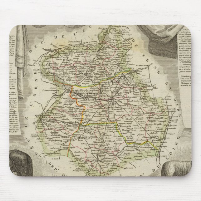 Mousepad Mapas de ilustração (Frente)