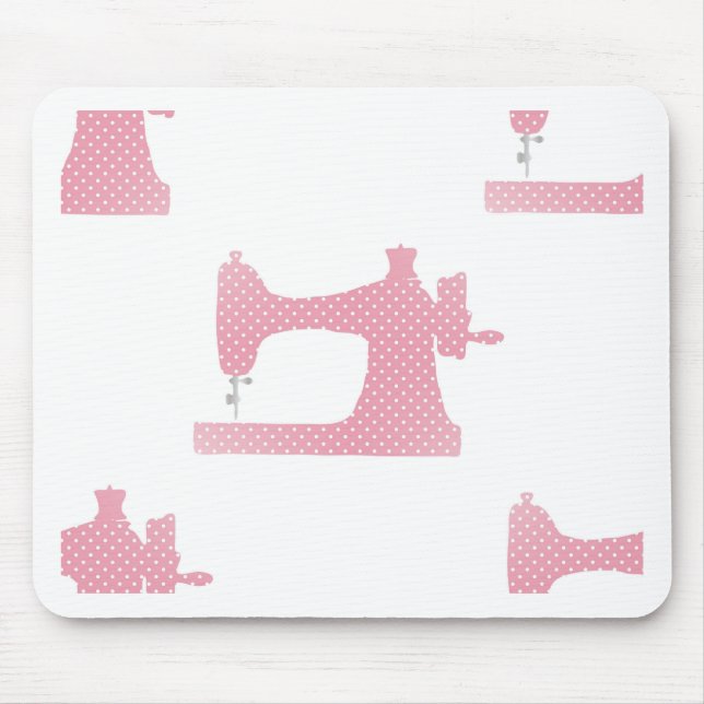 Mousepad máquina de costura rosa (Frente)