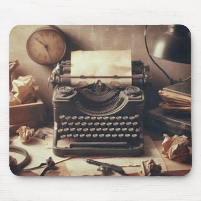 Mousepad Máquina de Digitalização Antiquada Manuscrita Brow (Frente)