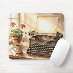 Mousepad Máquina de Escrever Retrô Aquarela