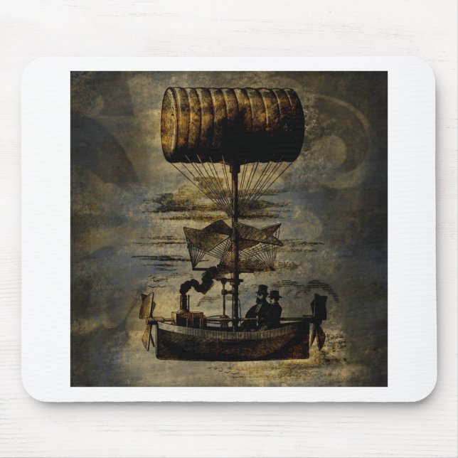 Mousepad Máquina de vôo de Steampunk do vôo de noite (Frente)