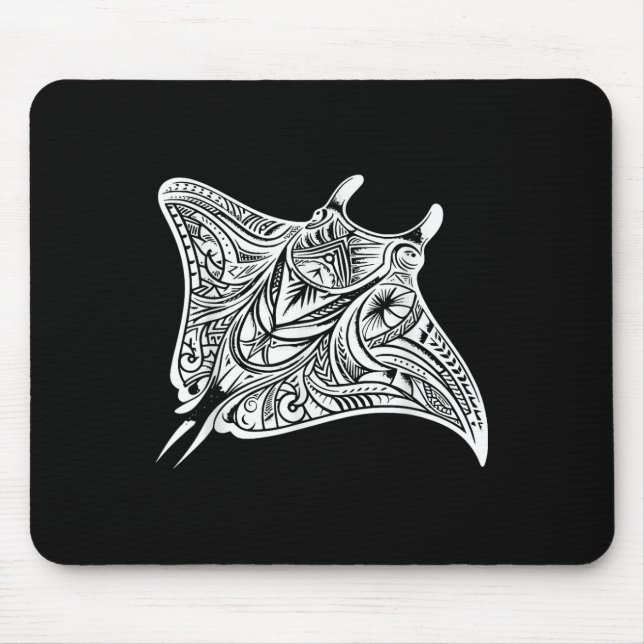 Mousepad Mar de Tatuagem Tribal Manta Ray Polynésia (Frente)