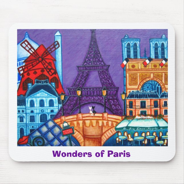 Mousepad Maravilhas do tapete do rato de Paris (Frente)