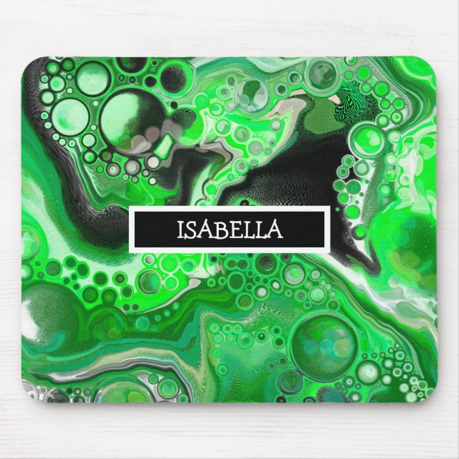 Mousepad Marble Art Digital Verde Personalizado   (Frente)