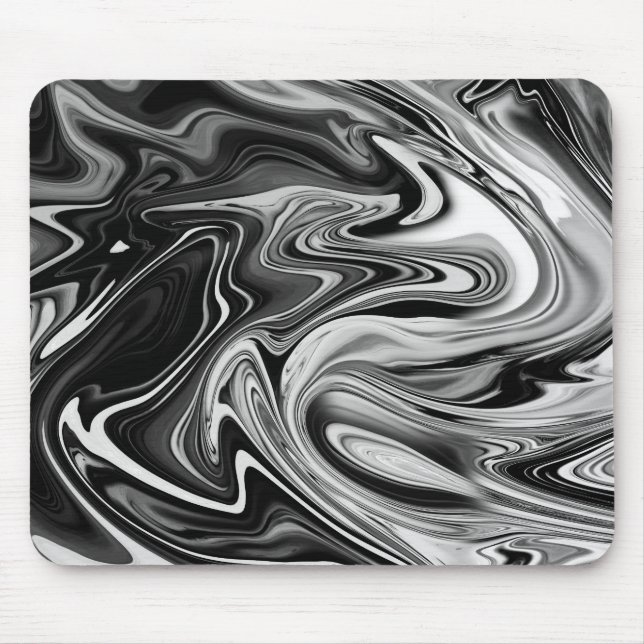 Mousepad Marble Elegante 7 - Preto e Branco Líquido (Frente)