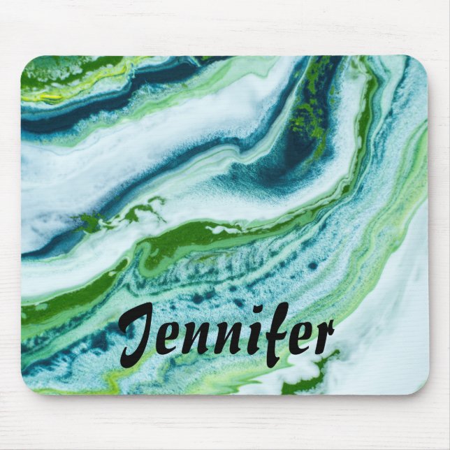 Mousepad MARBLE FAUX BRANCO Verde Elegante PERSONALIZADO (Frente)