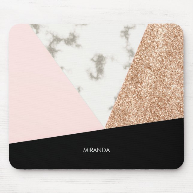 Mousepad Marble Glitter Rosa Mosaico (Frente)
