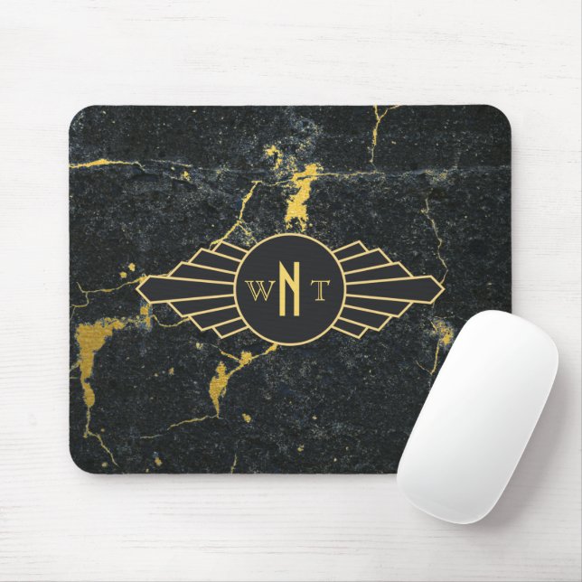 Mousepad Marble Preto - Três Letras - Decência de Arte Mono (Com mouse)