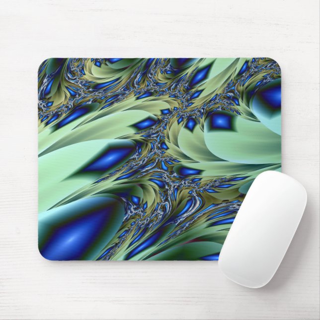 Mousepad Marcado | Arte frontal verde e azul (Com mouse)