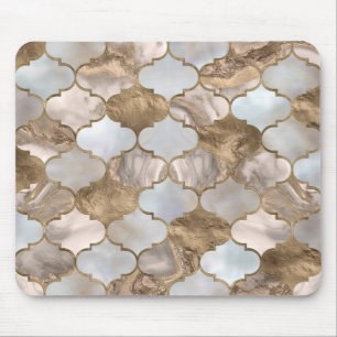 Mousepad Marcha branca e ouro de marmorte marroquina