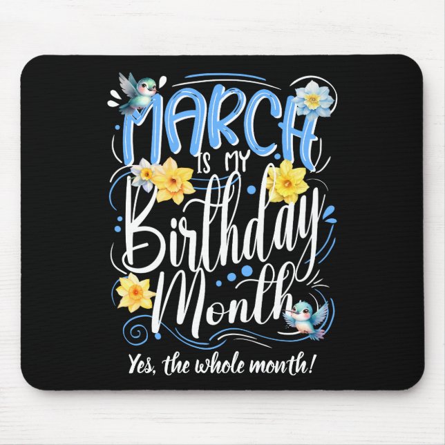 Mousepad Marcha é o meu aniversário Mês de caligrafia Amare (Frente)