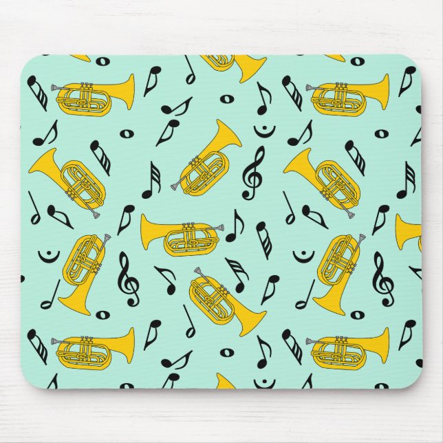 Mousepad Marching Baritone Music Notes Treble Clefs (Frente)