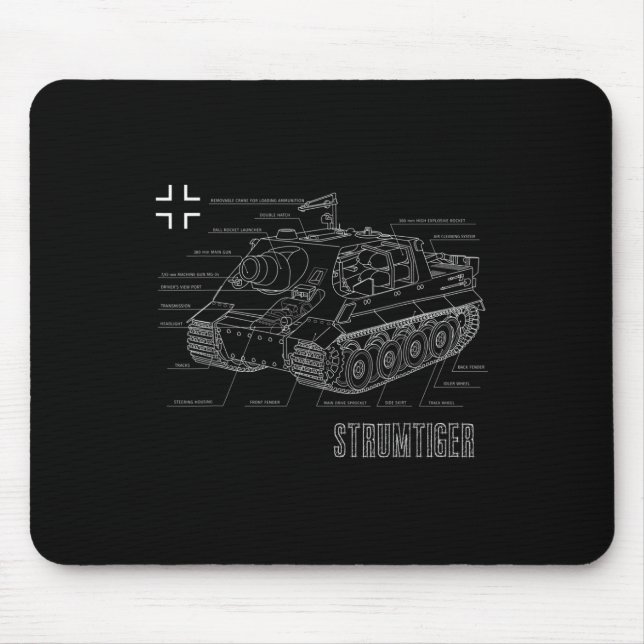 Mousepad Marco alemão Sturmtiger Blueprint (Frente)