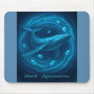 Mousepad Março do Aquamarine - Baleia e Oceano Gem