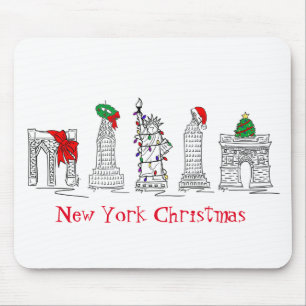 Mousepad Marcos de Natal Feliz em Nova Iorque