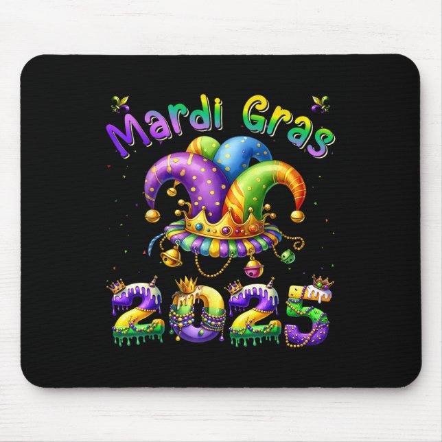 Mousepad Mardi Gras 2025 Jester Outfit Kids Meninos (Frente)