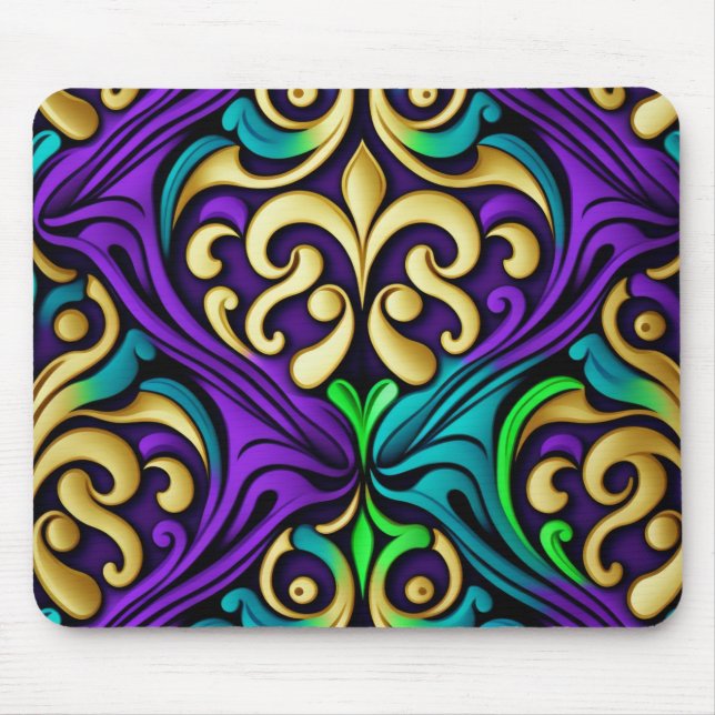 MOUSEPAD MARDI GRAS COLORIDO FLEUR DI LIS PADRÕES (Frente)