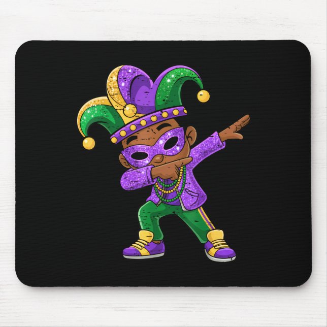 Mousepad Mardi Gras Dabbing Black Boys Jersey Hat New Orlea (Frente)