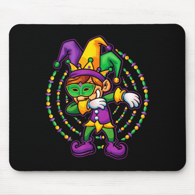 Mousepad Mardi Gras Dabbing Boys Kids Gift Funny New Orlean (Frente)