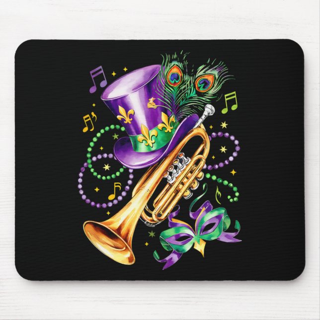 Mousepad Mardi Gras E Trompetes Perfeitos Mix Festiva (Frente)