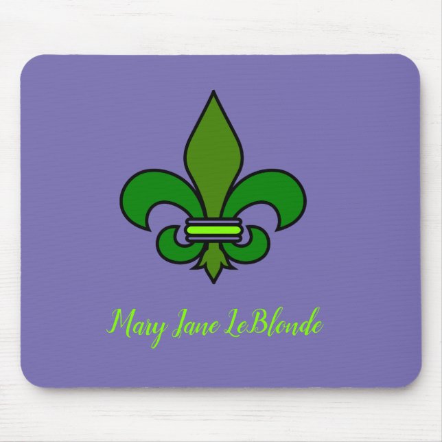 Mousepad Mardi Gras Fleur de Lis Suporte de Rato Roxo (Frente)