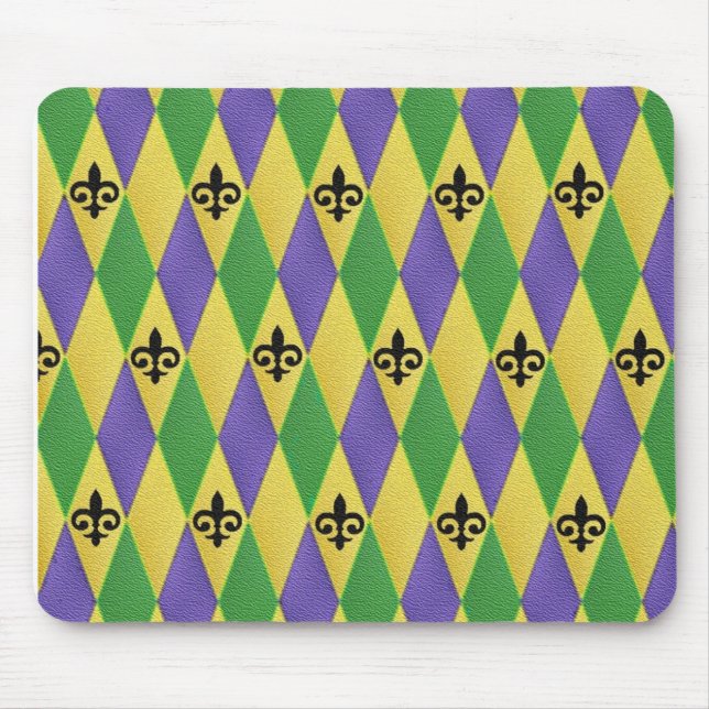 Mousepad Mardi Gras Harlequin Fleur De Lis (Frente)