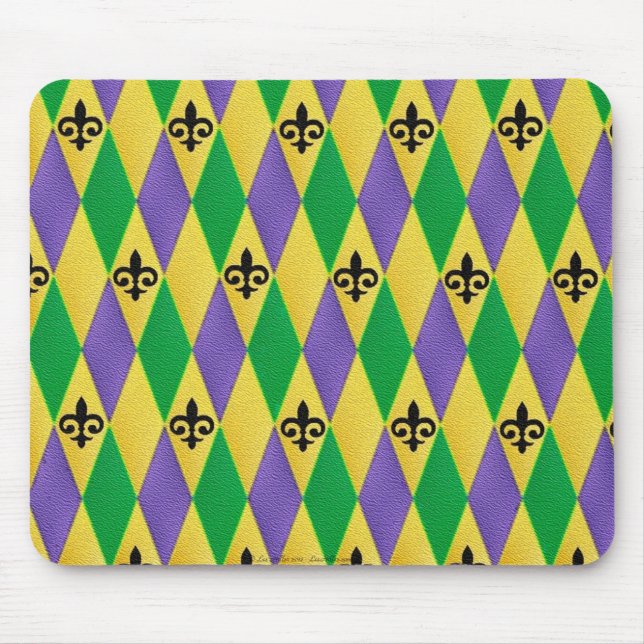 Mousepad Mardi Gras Harlequin Fleur De Lis (Frente)