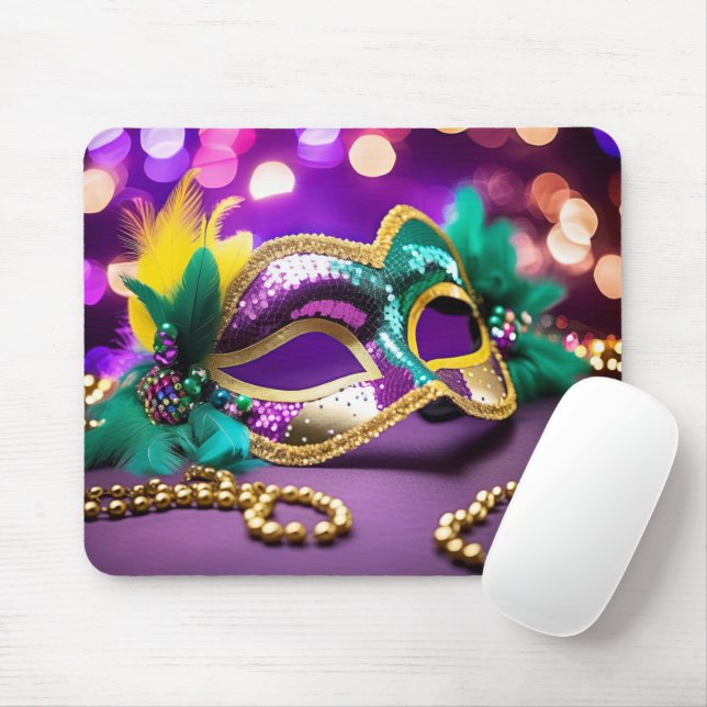 Mousepad Mardi Gras Máscara Com Iluminação De Bokeh (Com mouse)