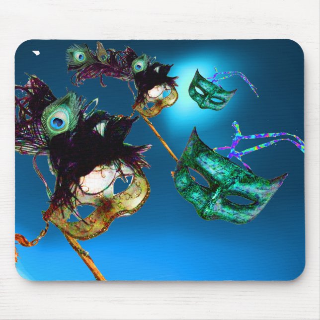 Mousepad MARDI GRAS MASCARADA PARTY Aqua Blue (Frente)