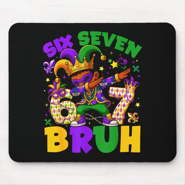 Mousepad Mardi Gras Seis Sete 67 Bruh Meme Dabbing Leprecha (Frente)