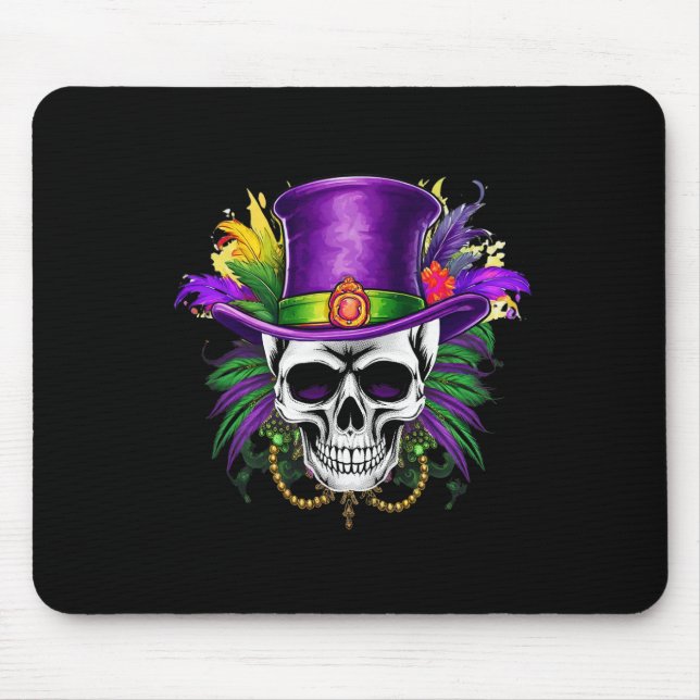 Mousepad Mardi Gras Skull Carnival Terça-feira em Nova Orle (Frente)