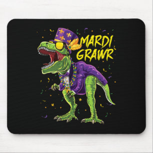 Mousepad Mardi Grawr T-rex Dinossaur Dino Mardi Gras Kids B