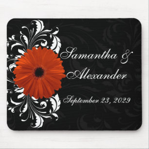 Mousepad Margarida alaranjada do Gerbera com rolo preto e