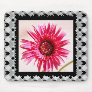 Mousepad Margarida cor-de-rosa animador do Gerbera guingão