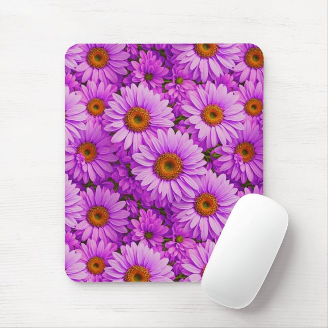 Mousepad Margarida floral magenta-rosa-escura elegante (Com mouse)