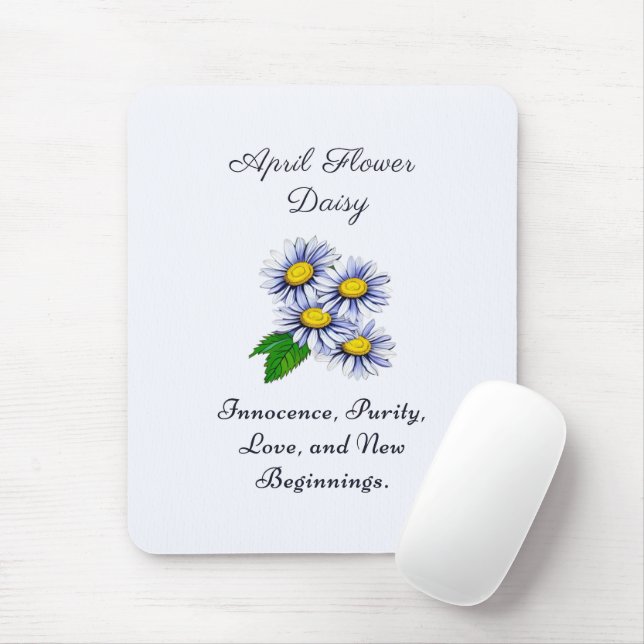 Mousepad Margarida Flower Mês de Abril Fresca e Simples (Com mouse)